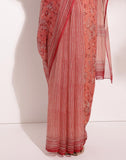 Pink Cotton Silk Hand Block Printed Sari
