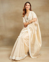 Natural Cotton Silk Blend Maheshwari Sari