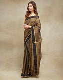 Black Cotton Silk Blend Maheshwari Woven Sari
