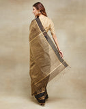 Black Cotton Silk Blend Maheshwari Woven Sari