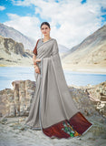 Surmayi|Grey Digital Print Saree with Blouse
