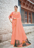 Kesarima|Peach Digital Print Saree with Blouse