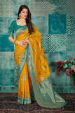 Kashi Kanchan|Yellow Saree with Firozi Blouse