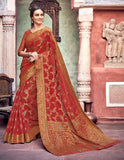 Ruby Rachna|Maroon Jacquard Woven Saree with Blouse