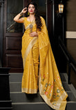 Swarn Kusum|Yellow Cotton Silk Jacquard Woven Saree with Blouse