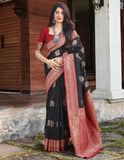 Kaashi Kaali|Black Jacquard Woven Saree with Blouse