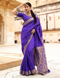 Jamun Tarang|Violet Silk Jacquard Woven Saree with Blouse