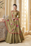 Aakarshan|Olive Suit with Print Dupatta