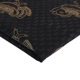 Gold Bird Motif And Butti Design Hand Block-Printed Black Cotton Fabric