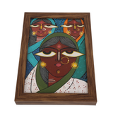 Indha Hand-Painted Abstract Wall Art | Made from Repurposed Tablet & Wood | Sustainable & Framed | Unique Corporate Gift| Three Women Art Acrylic Colours