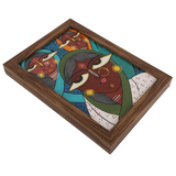 Indha Hand-Painted Abstract Wall Art | Made from Repurposed Tablet & Wood | Sustainable & Framed | Unique Corporate Gift| Three Women Art Acrylic Colours