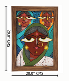 Indha Hand-Painted Abstract Wall Art | Made from Repurposed Tablet & Wood | Sustainable & Framed | Unique Corporate Gift| Three Women Art Acrylic Colours