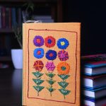 INDHA Handcrafted Recycle Paper diary | Eco Friendly Diary | Gifting | Sustainable Corporate Gifting| Handmade Diary | Abstract Embroidery Diary| Orange-Green Silk Fabric|Hand Embroidered Save 30%