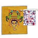 Ganpati Bappa Hand Embroidery Panel – Sacred Decor on Dupion Silk | Spiritual Art | DIY | Festive Gift