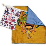 Ganpati Bappa Hand Embroidery Panel – Sacred Decor on Dupion Silk | Spiritual Art | DIY | Festive Gift