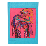 Indha Handmade Diary Horse Embroidery | Dupion Silk Cover | Eco-Friendly Recycled Paper (Blue & Pink)