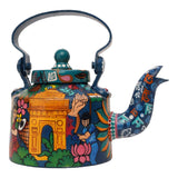 INDHA Decorative Aluminum Hand Painted Kettle Namaste India Theme Print | Hand-Painted Kettle Multicolour | Exquisite Design Kettle | Gift Piece | Home Decor