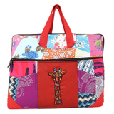 Indha Multicolor Upcycled Cotton Patchwork Laptop Sleeve – Hand Embroidered Motif, Eco-Friendly 11″x14.5″ Padded Bag with YKK Zipper