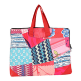 Indha Multicolor Upcycled Cotton Patchwork Laptop Sleeve – Hand Embroidered Motif, Eco-Friendly 11″x14.5″ Padded Bag with YKK Zipper