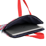 Indha Multicolor Upcycled Cotton Patchwork Laptop Sleeve – Hand Embroidered Motif, Eco-Friendly 11″x14.5″ Padded Bag with YKK Zipper