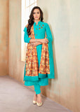 Neelima|SkyBlue Suit with Print Dupatta