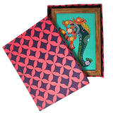 Indha Handpainted Multicolour OM Ganesha Wall Décor | Repurposed Wood Frame with Vegan Leather Back | Ethnic Wood Applique Art