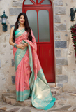 Banarasi Aabha|Peach Silk Saree with Blouse