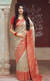 Mogra|Cream Silk Saree with Blouse