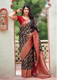 Noor-e-Kaala|Black Silk Saree with Blouse