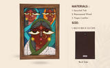 Indha Hand-Painted Abstract Wall Art | Made from Repurposed Tablet & Wood | Sustainable & Framed | Unique Corporate Gift| Three Women Art Acrylic Colours