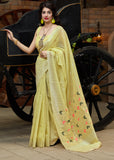 Soneri Chhaya|Light Yellow Cotton Silk Jacquard Woven Saree with Blouse