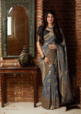 Shyamrekha|Grey Silk Saree with Blouse