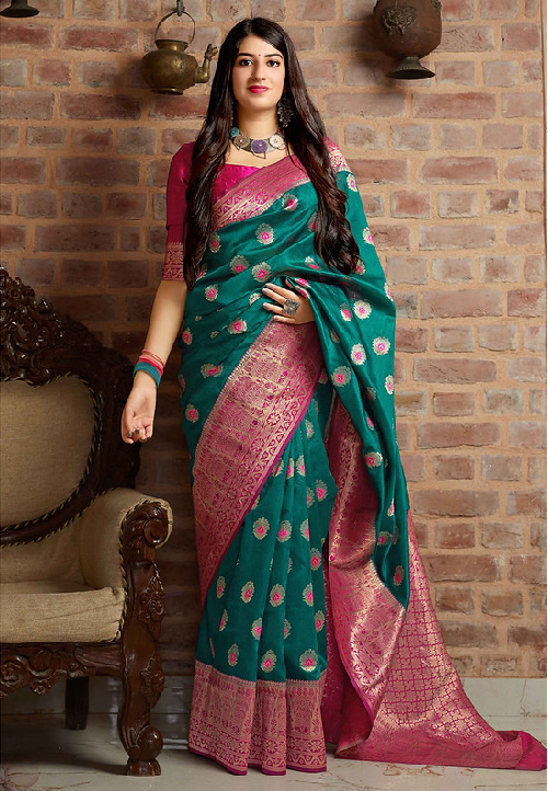 Neelanjali|Ocean Silk Saree with Blouse